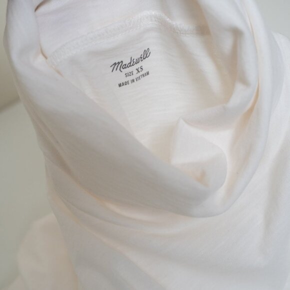 Madewell Whisper Cotton Turtleneck Long Sleeve White Tee - Picture 3 of 6